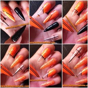 Orange and black Halloween  Gothic nail sets 1,2,3,5,6 luxury press on nails